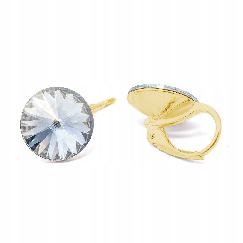 Náušnice pozlacené stříbro 925 s krystaly Swarovski Rivoli 12 mm Blue Shade