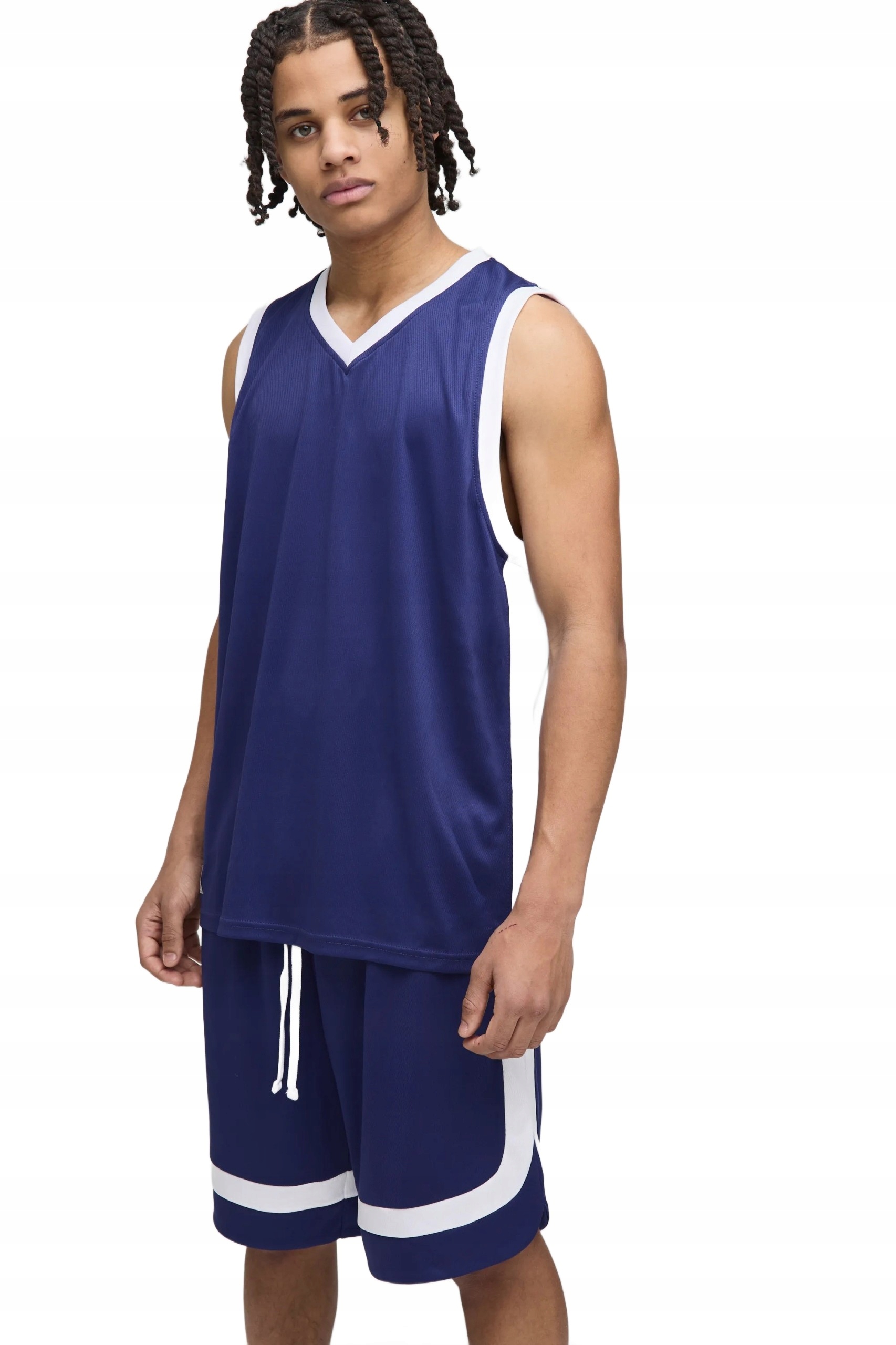 Boohooman Pánský Sportovní Komplet Modrý S Bílými Vložkami Z3A