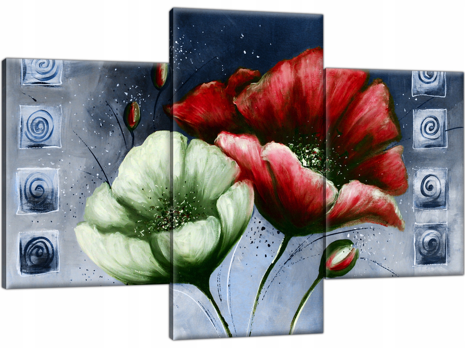 

Malowane maki w czerwieni 90x60 Obraz Tryptyk 3ele