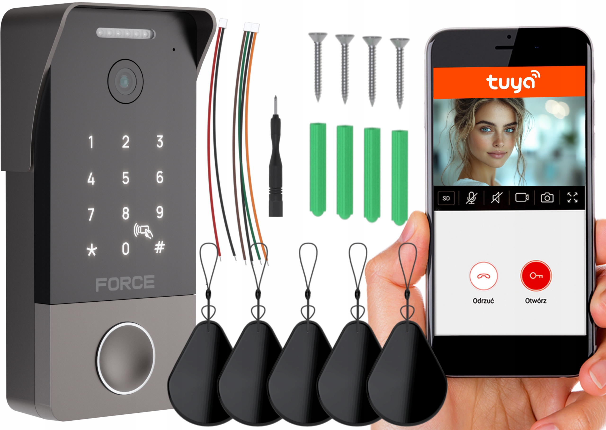 Force Bránová stanice Fhd 1080P Rfid klávesnice 2 žilová GS-1080P-RK-2W