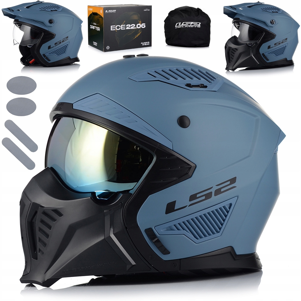 Motocyklová Prilba 4v1 LS2 OF606 Misty Odnímateľná Čepeľ Strieška 3x Sklo