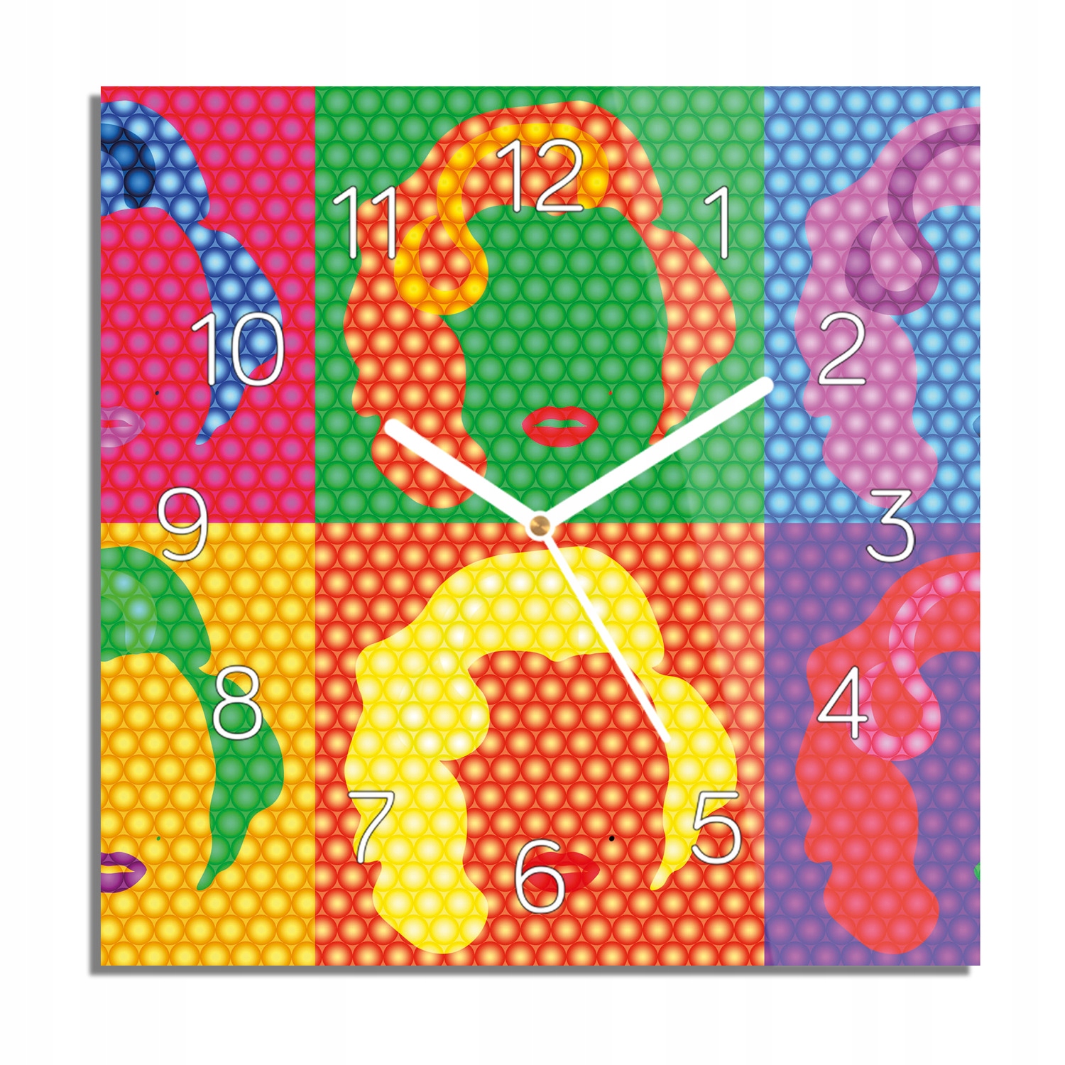 

Twarz kobiety pop art foto-zegar kwadratowy 30x30
