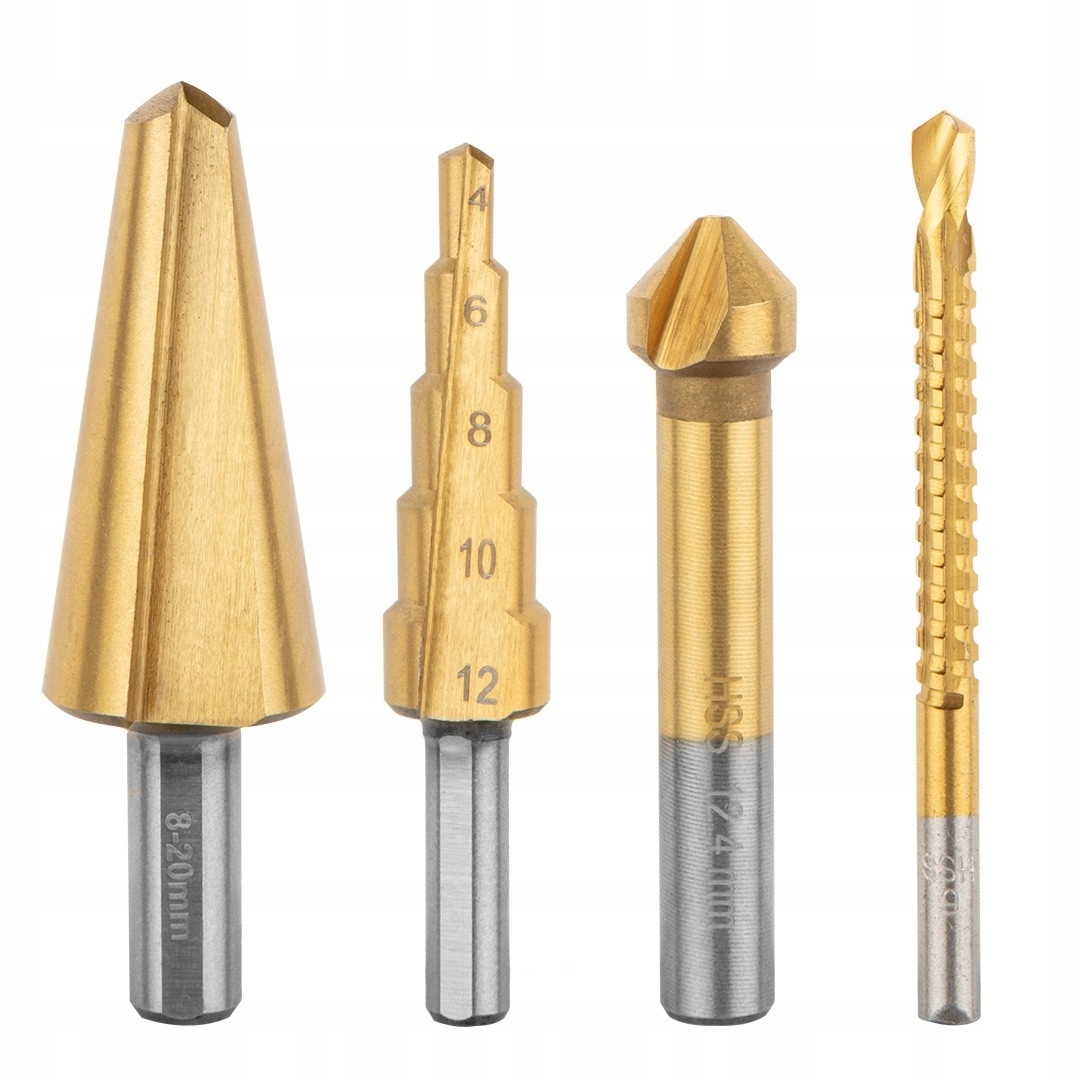 VERTO WIERTŁA STOPNIOWE ROZWIERTAKI POGŁĘBIACZ 4szt 60H823