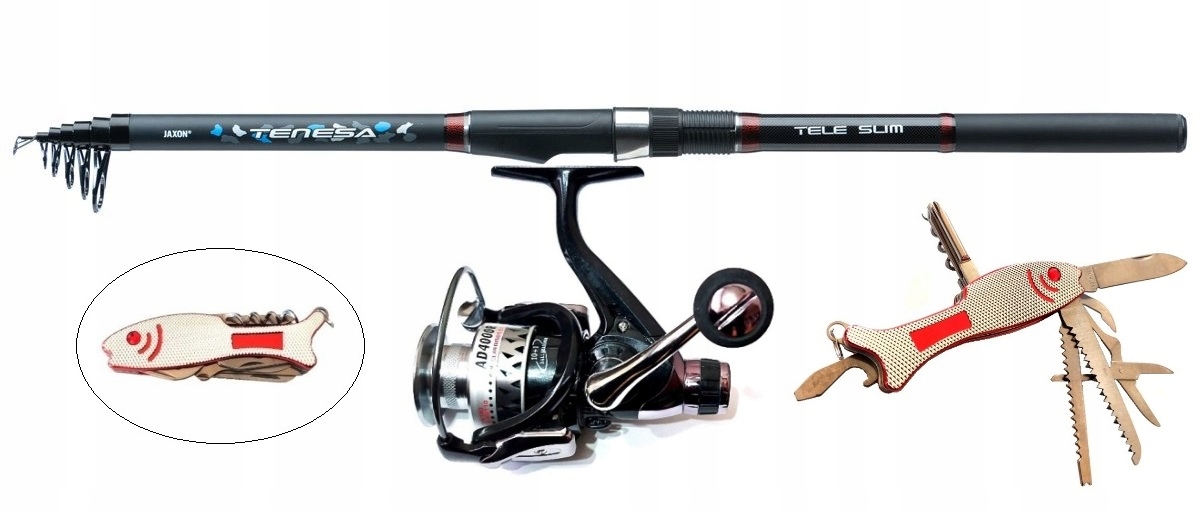 WĘDKA CARBON JAXON TENESA 3,6 m KOŁOWROTEK 9+1 BAL