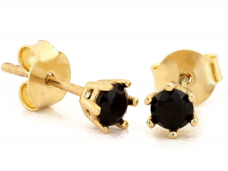 Náušnice Ze Zlata 585 na tyči s černým onyxem, jemné a stylové