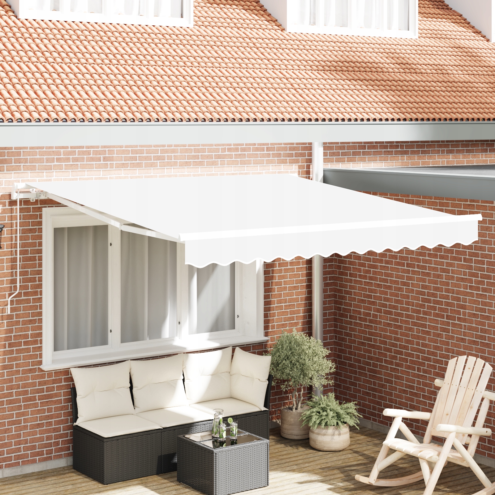 Ruční výsuvná markýza Bílá 350x250 cm Bílá 3330357