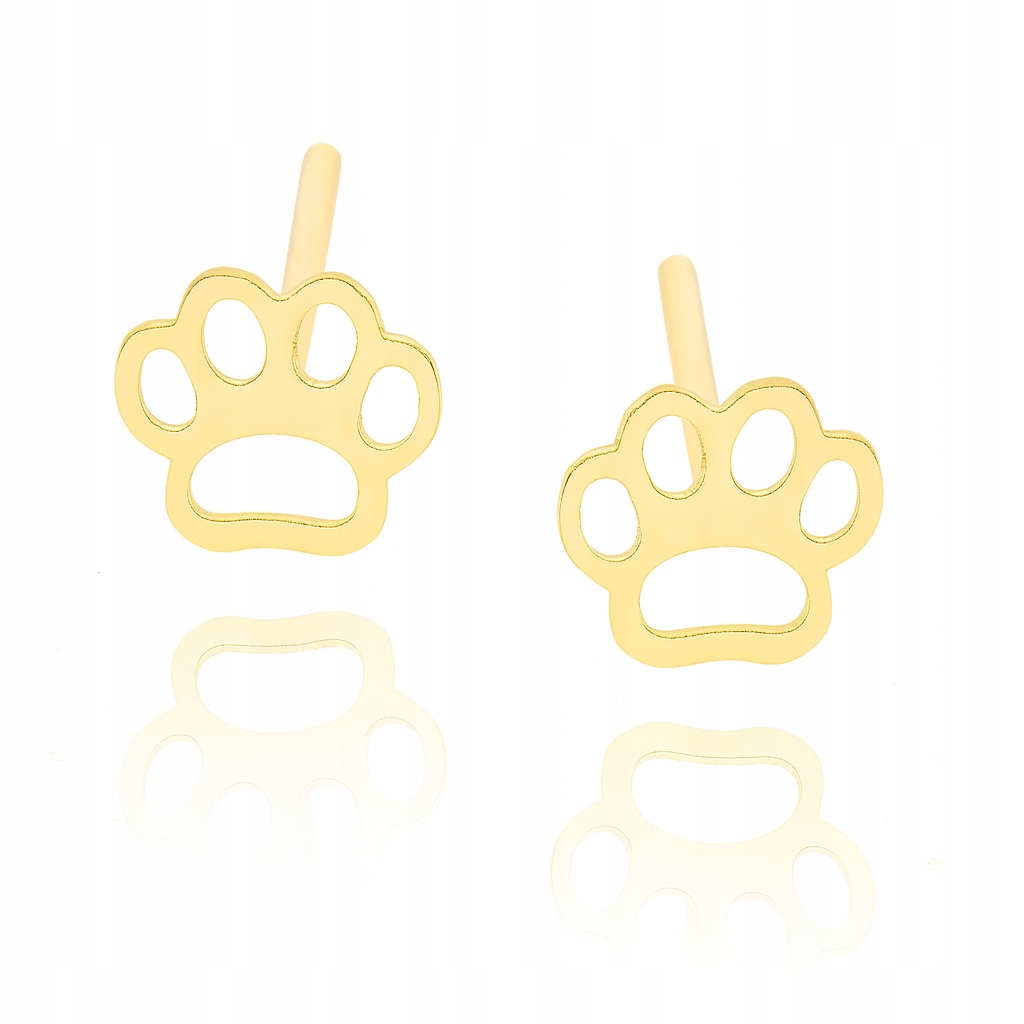 Zlaté náušnice tlapka psí tlapky na tyči Pr. 585