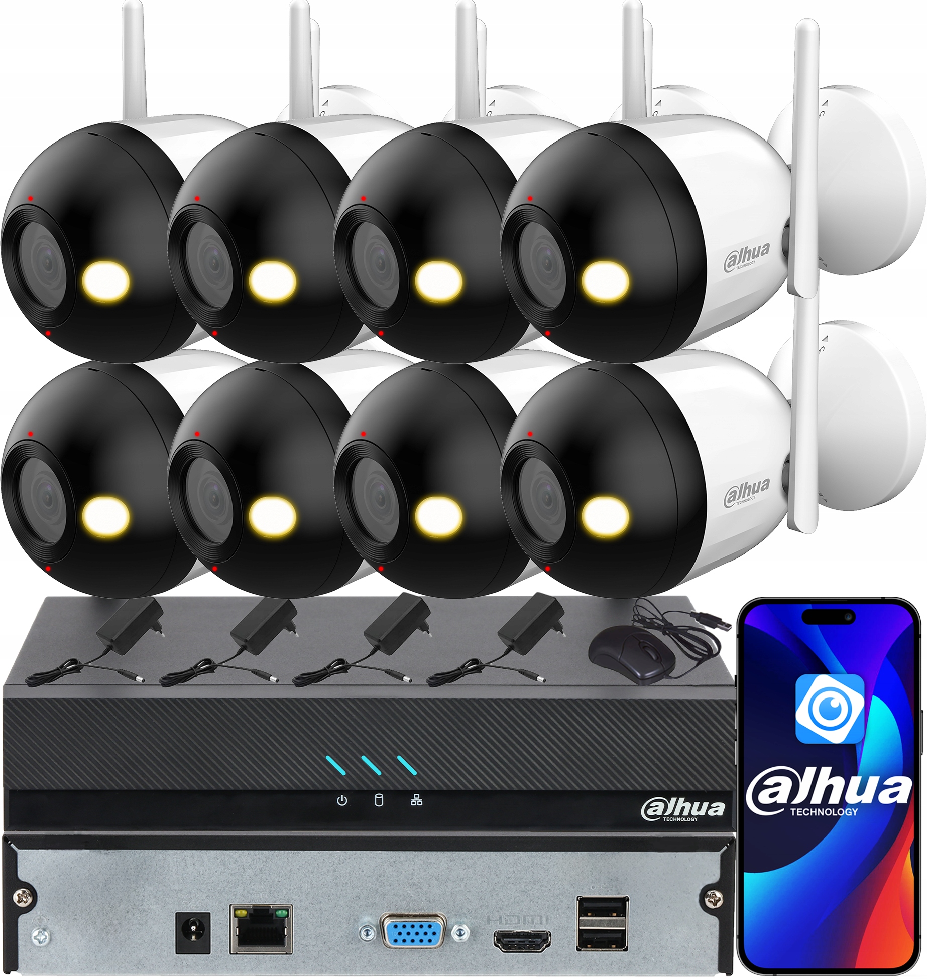 Dahua Monitoring pre 8 WiFi kamier 4MPx 2K F4C-PV Inteligentné duálne svetlo Audio
