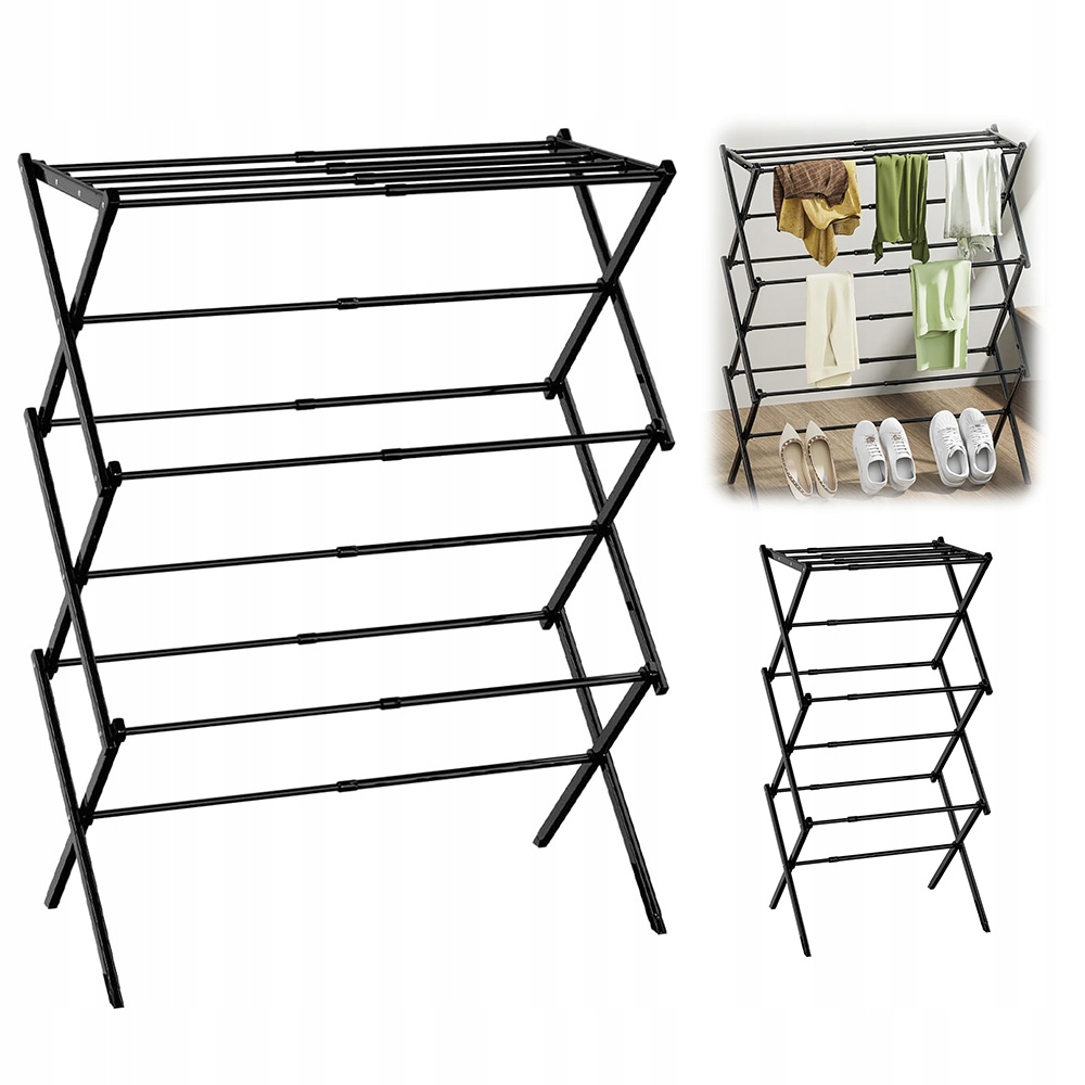 Levně Harmonika Sušící Skládací Oblečení Černá 102,5x36,5x40 cm