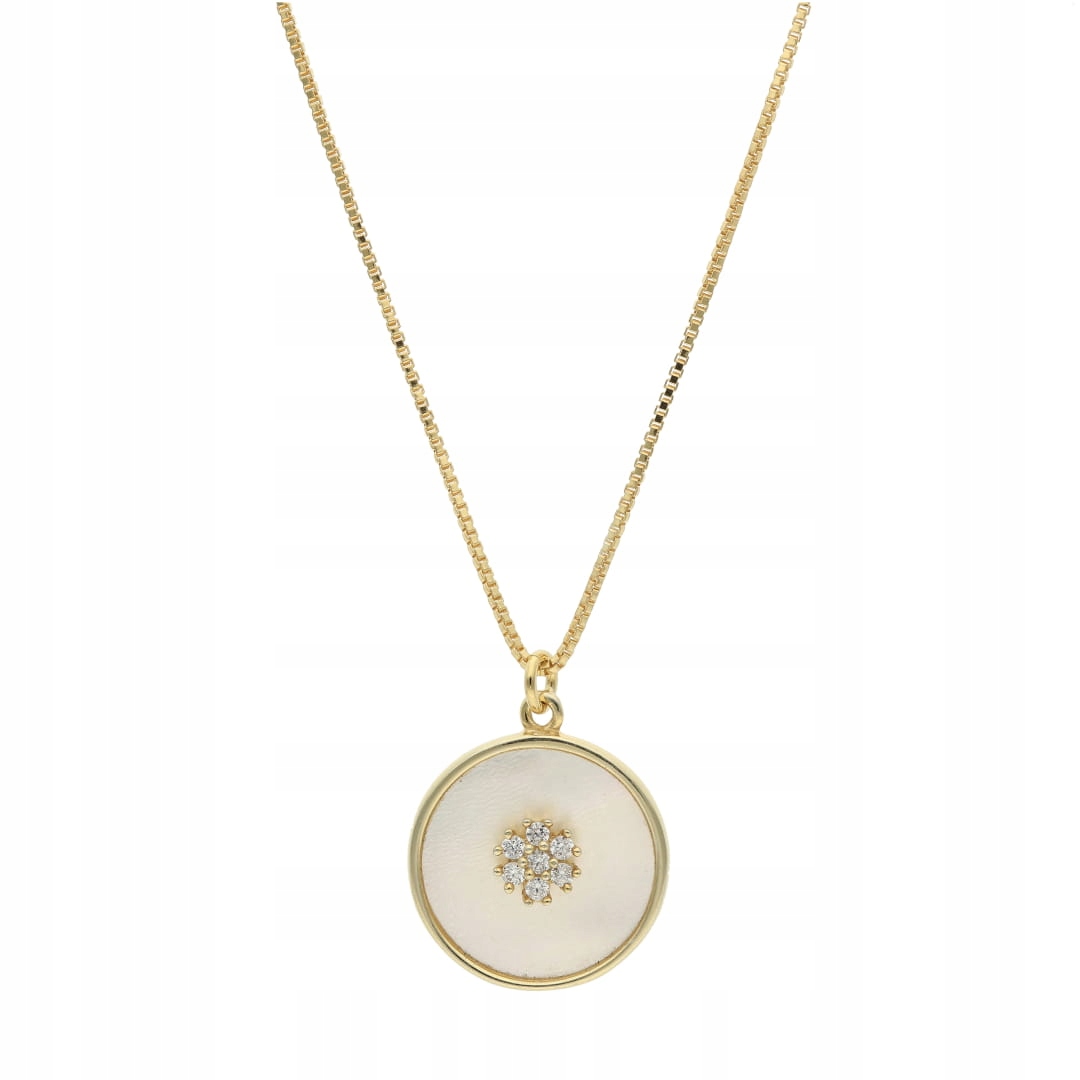 Náhrdelník kulatý s perleťovou hmotou, stříbro pozlacené