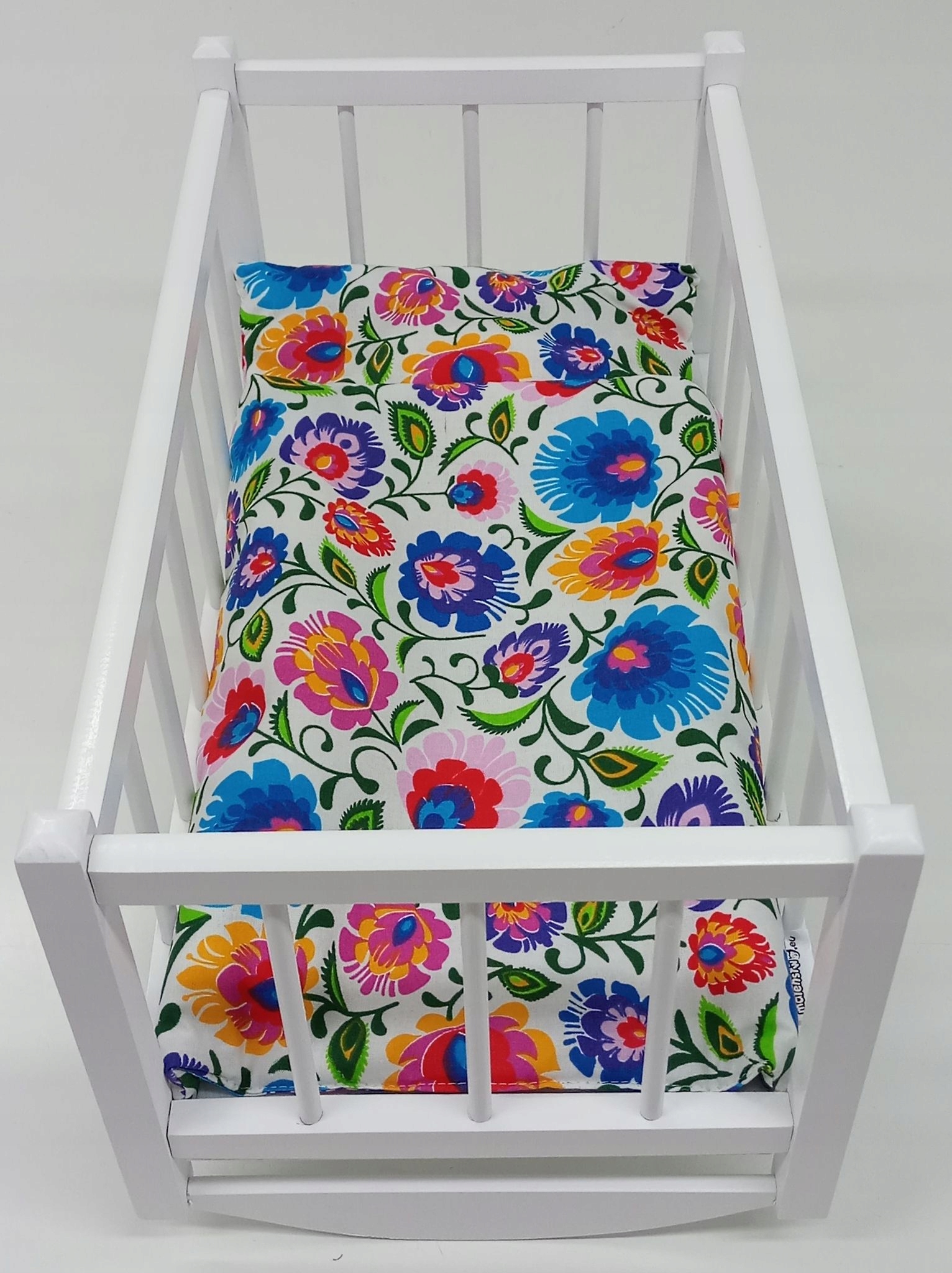 DREWNIANA kołyska DLA LALEK + POŚCIEL 3el