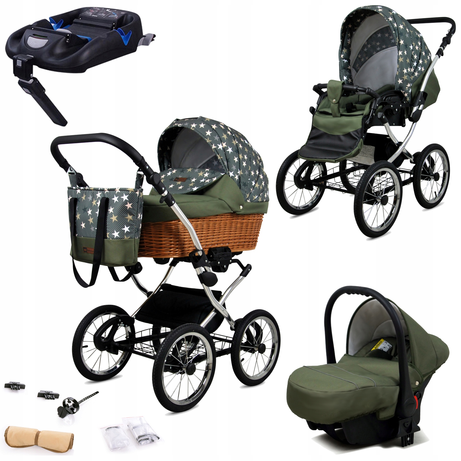 Wózek 4w1 BabyLux Classic Exclusive spacerówka gondola fotelik baza Isofix