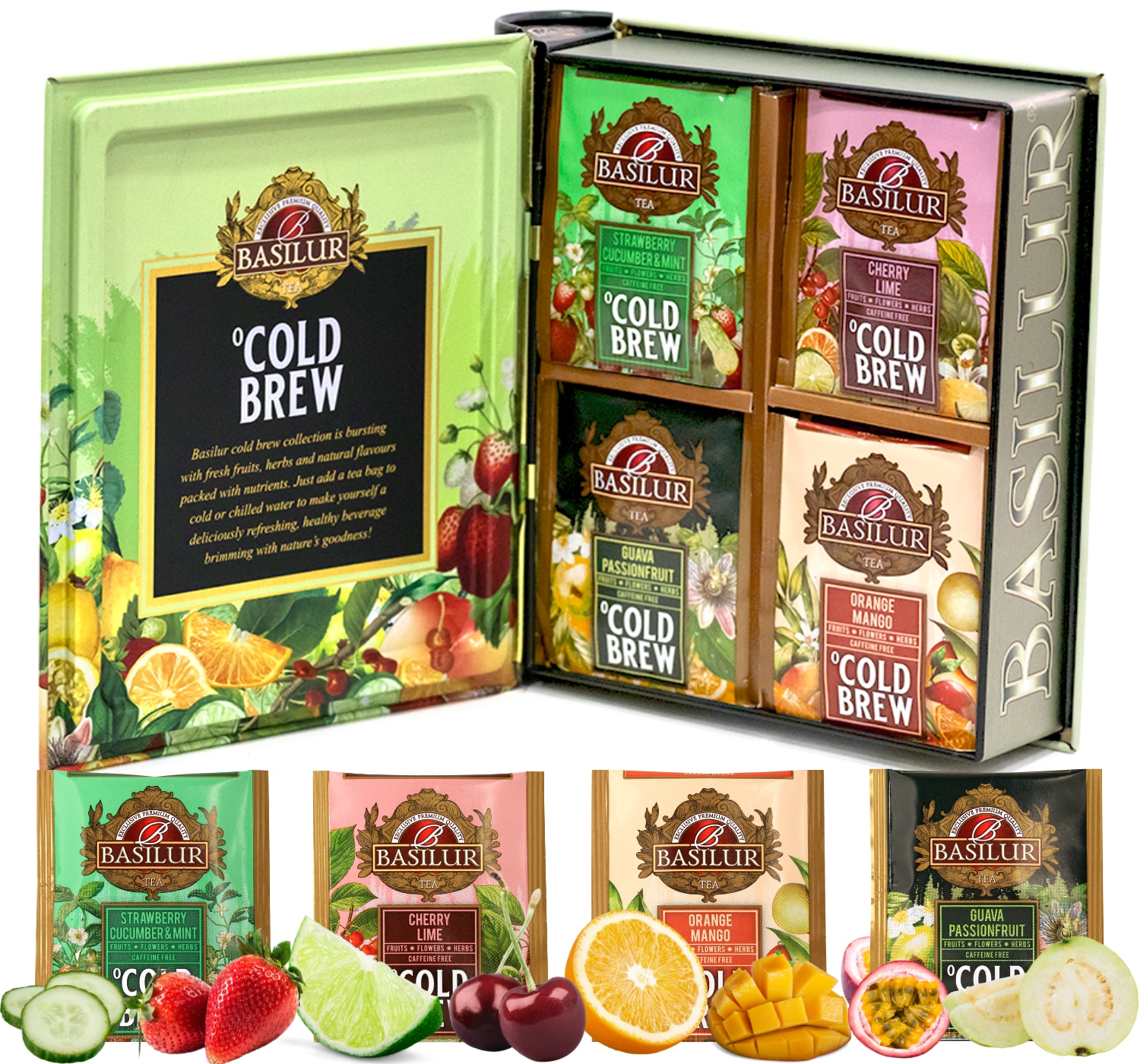 Levně Basilur Cold Brew Assortované Ovocné Čaje Sada 4 Příchutí čaj 32 ks