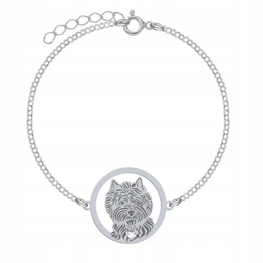 Stříbrný náramek s Cairn Terrier 925 Šperky Dárek Gravírování Bonus
