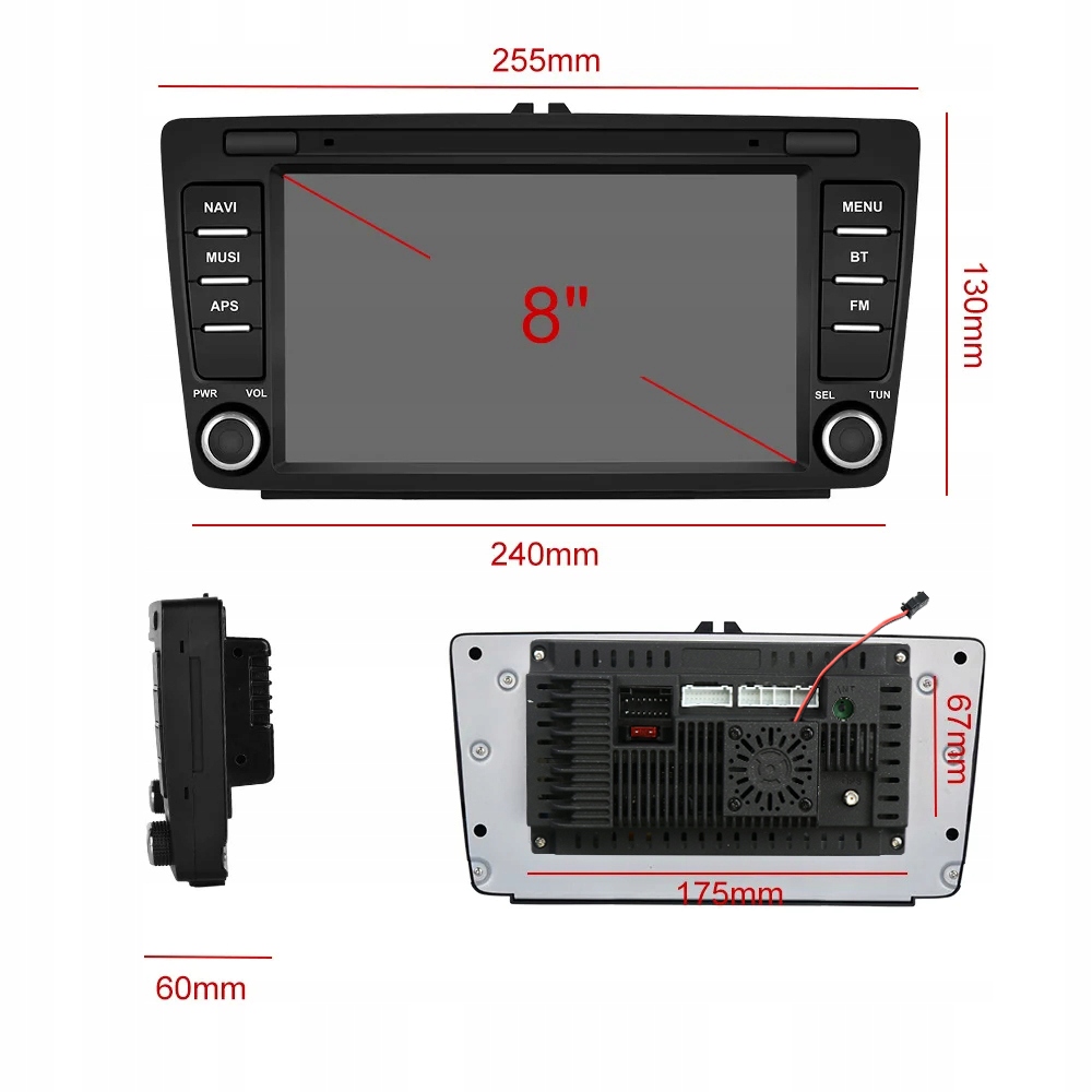 RADIO ANDROID 13 SAMOCHODOWE SKODA OCTAVIA MK2 A5 2004-2014 RAPID YETI 2/64 Przekątna ekranu 8