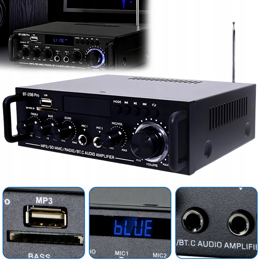 Stereo Zesilovač 80 W Hifi Digitální Bluetooth Fm Usb Integrovaný