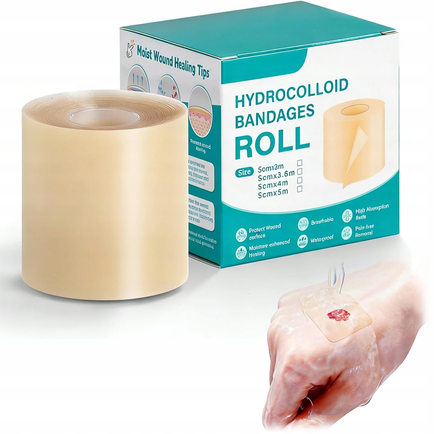 Plastry hydrokoloidowe ochronne opatrunki przyspieszające gojenie 5Mx5CM