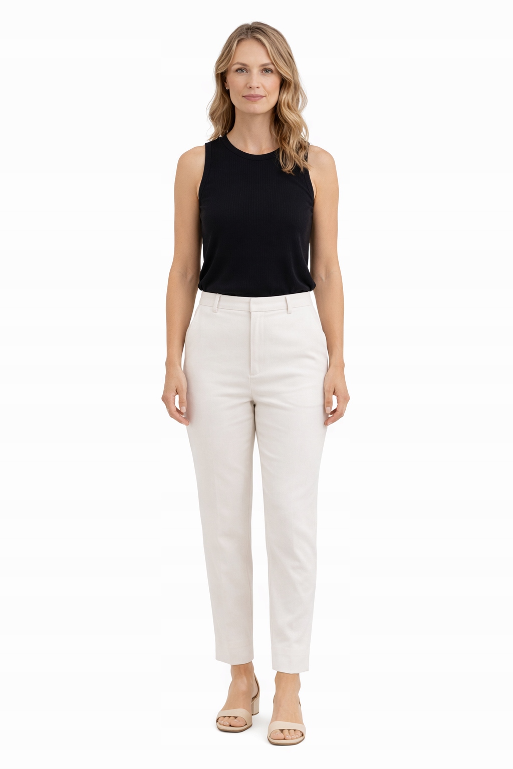 Max &co Ecru Elegantní Doutníkové Kalhoty S Bavlnou 40 I3C