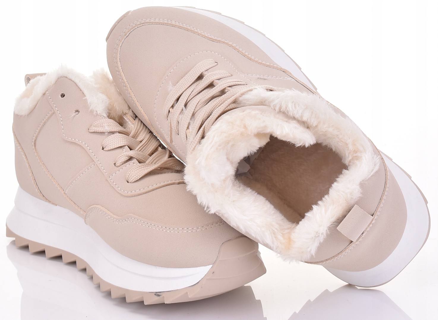 ŚNIEGOWCE DAMSKIE OCIEPLANE FUTERKO BEŻOWE MODNE Cechy dodatkowe brak