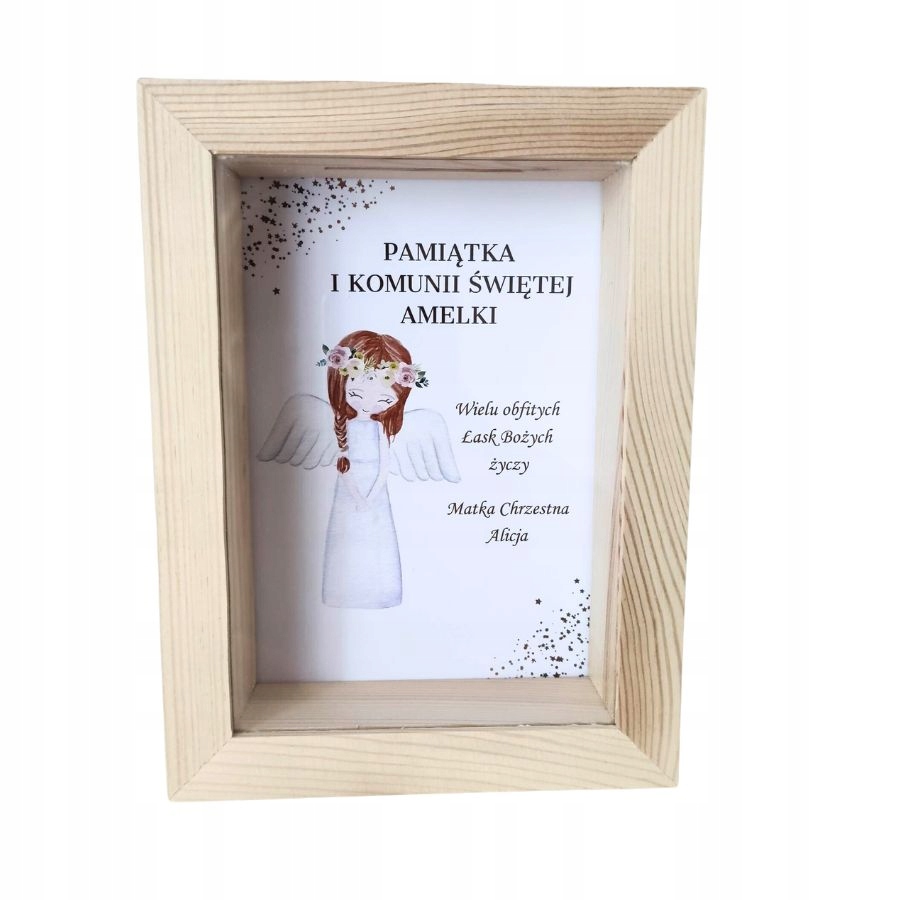 

Drewniana Skarbonka Ramka Na Komunię