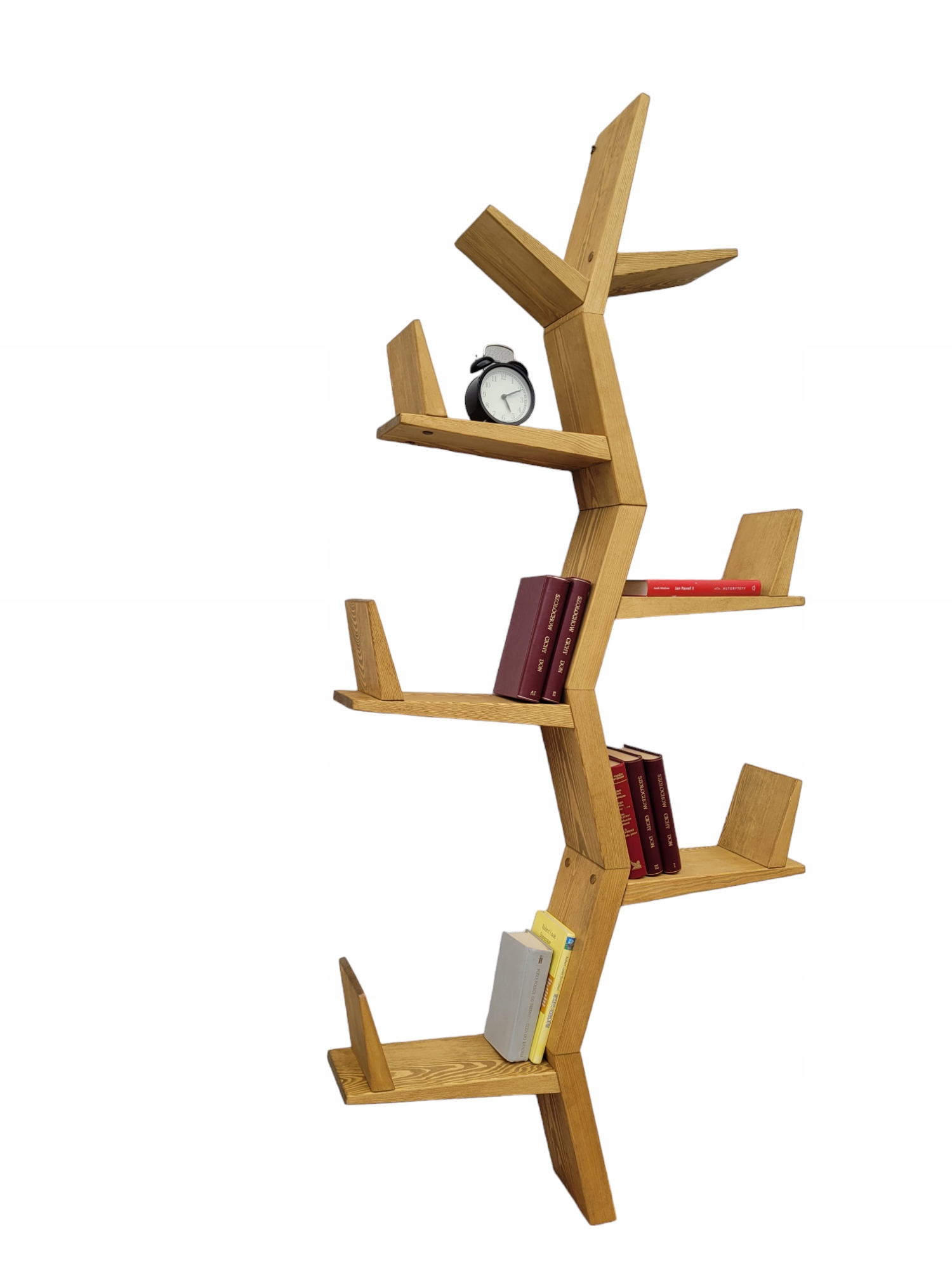 REGAŁ NA KSIĄŻKI DO SALONU BIURA PÓŁKA DRZEWO DREWNIANY OTWARTY SOSNA