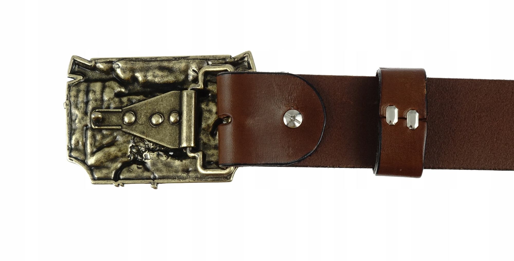 PASEK DO SPODNI 4CM SKÓRZANY BRĄZOWY MYŚLIWEGO XXL Kolor brązowy