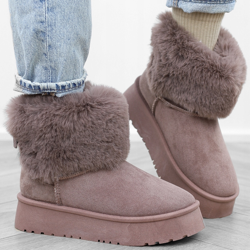 Khaki brązowe botki śniegowce damskie platforma futerko TA-250 r.38 Marka inna