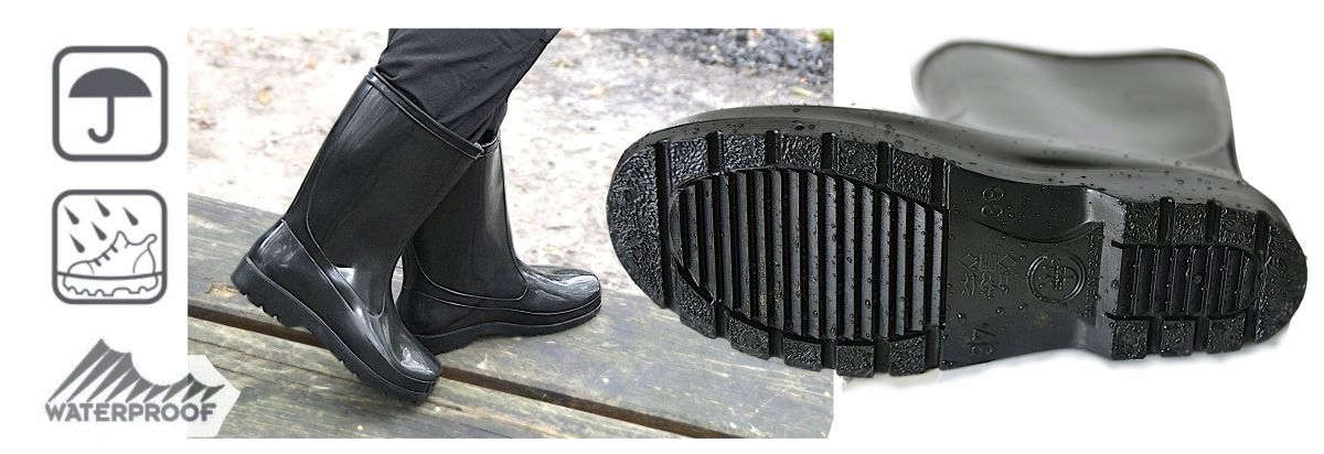 Kalosze IGA damskie mocne gumowce cholewy 40/41 Wysokość do połowy łydki