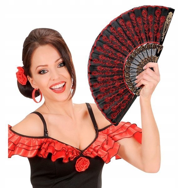 WACHLARZ HISZPAŃSKI CZARNO-CZERWONY FLAMENCO Marka Widmann