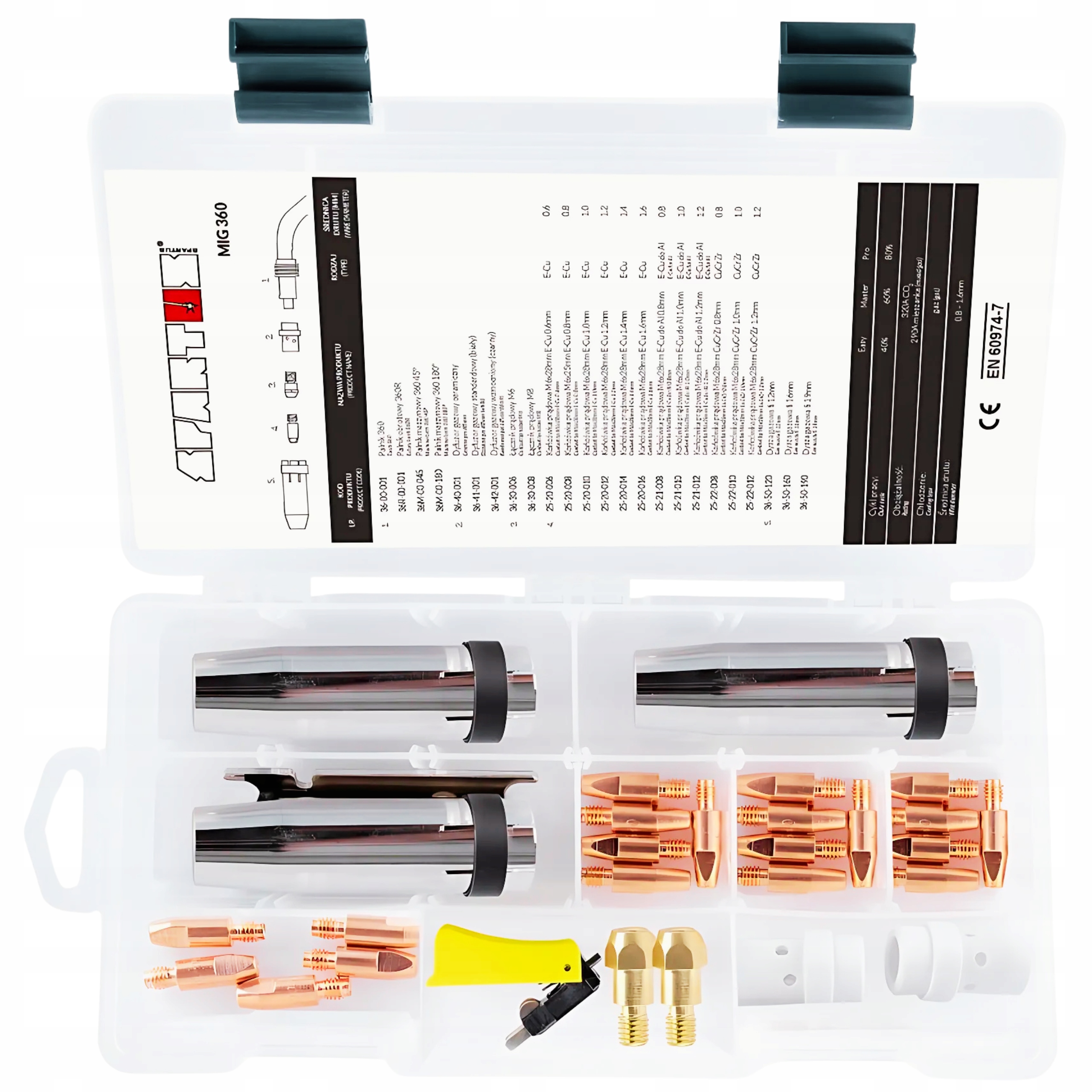 Sada Mig Box 360 Pro Spartus koncovky M6 trysky držák Mig