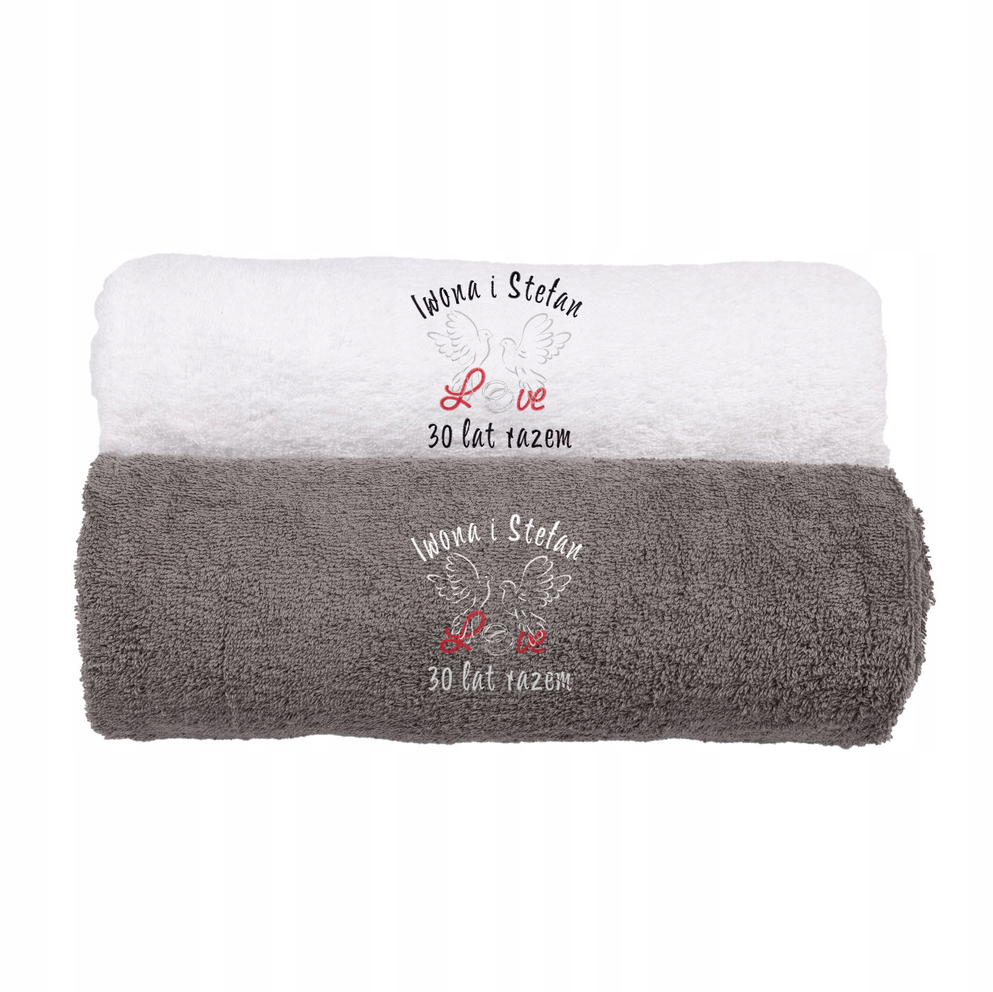 KOMPLET RĘCZNIKÓW NA ROCZNICĘ ŚLUBU 2X70/140 HAFT