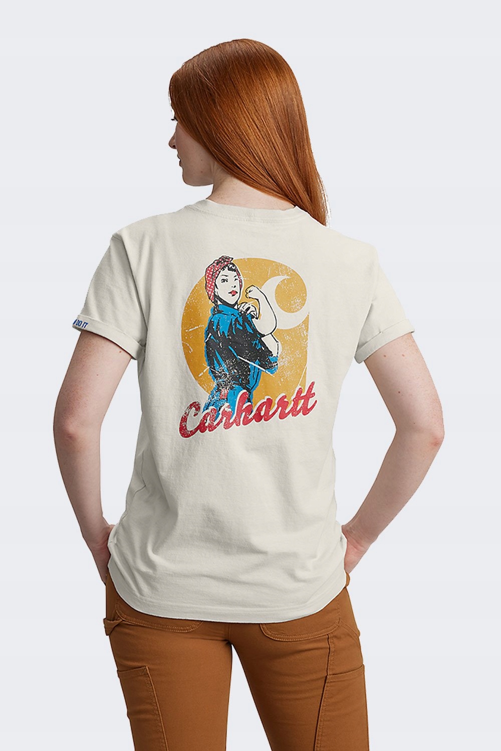 Carhartt Tričko Dearborn Rosie Oat Milk L bavlněná kapsa s výšivkou