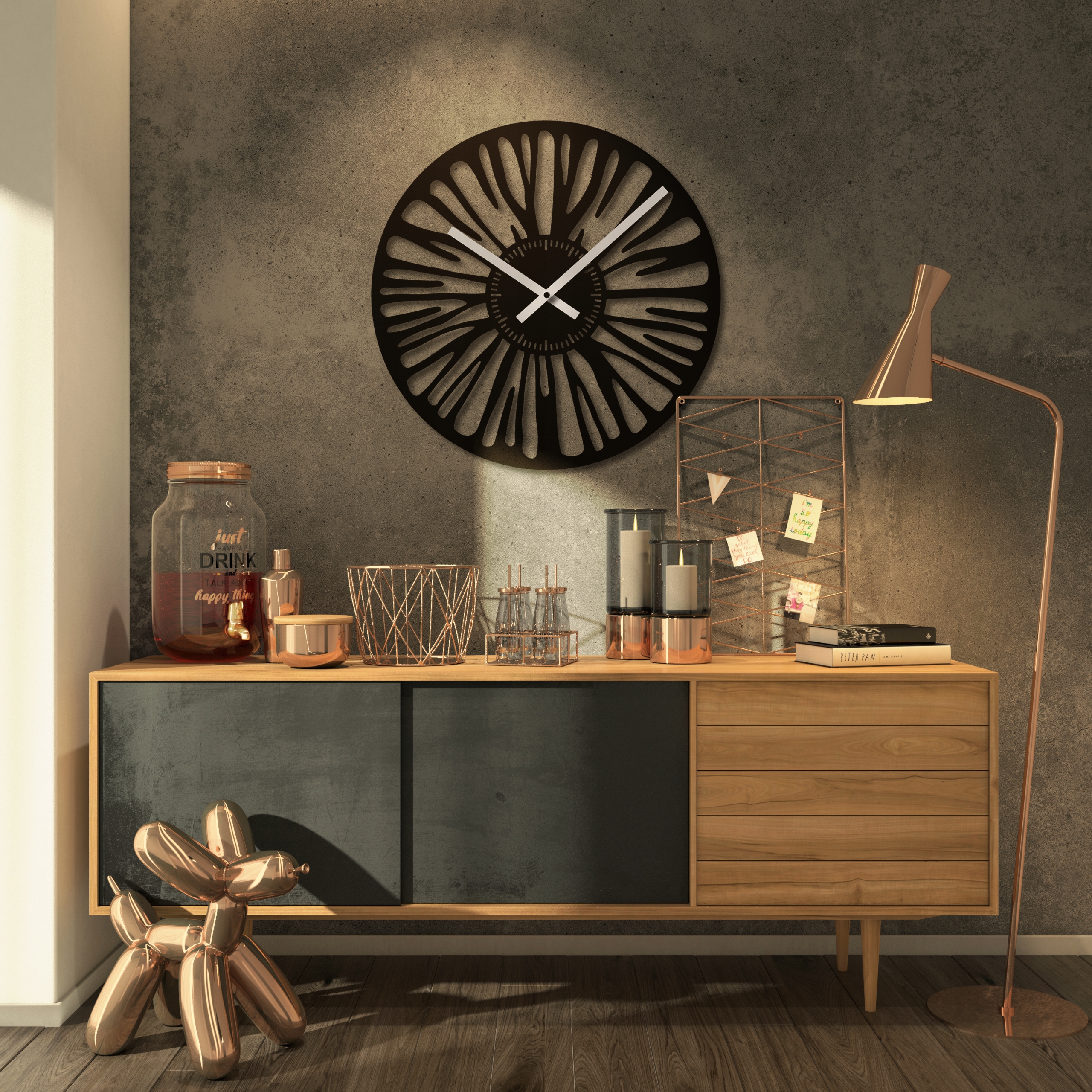 ZEGARY ŚCIENNE DO SALONU NOWOCZESNE ZEGAR NA ŚCIANĘ GEOMETRYCZNE LOFT 40 cm Typ ścienny