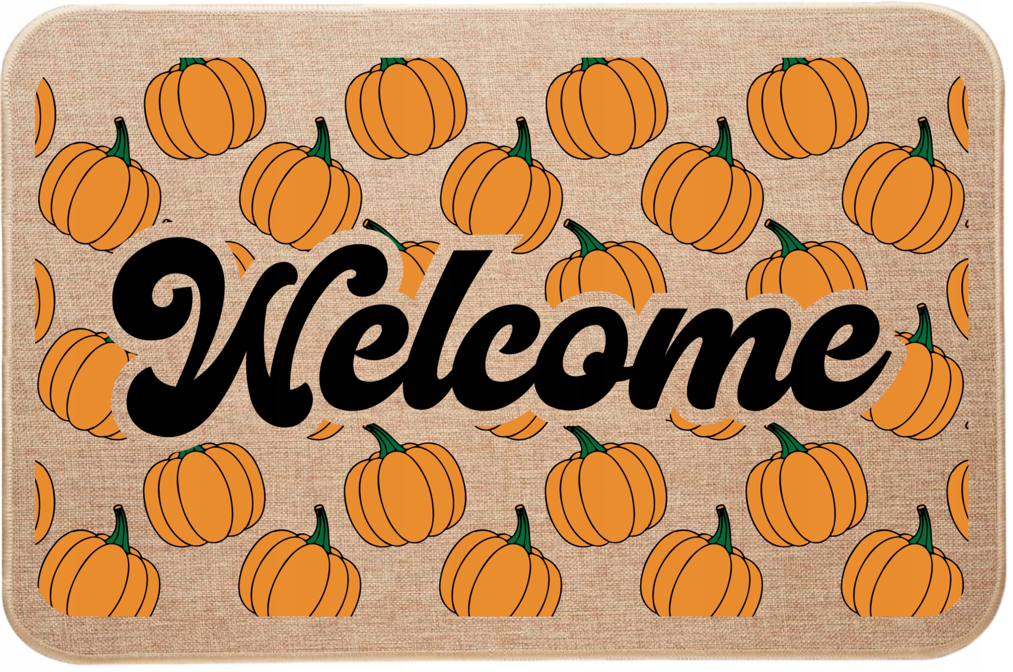 Lněná rohožka pod dveře podzimní vibe Halloween Welcome v dýních