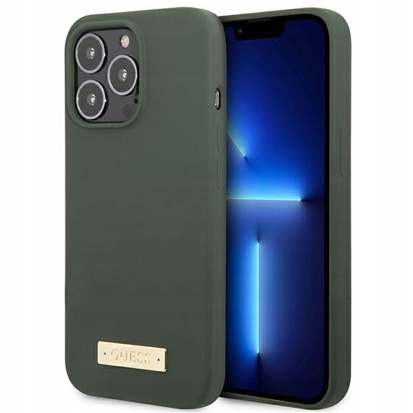 Pouzdro Guess GUHMP13LSPLA pro Apple iPhone 13 Pro zelené/khaki tvrdé pouzdro Silicon