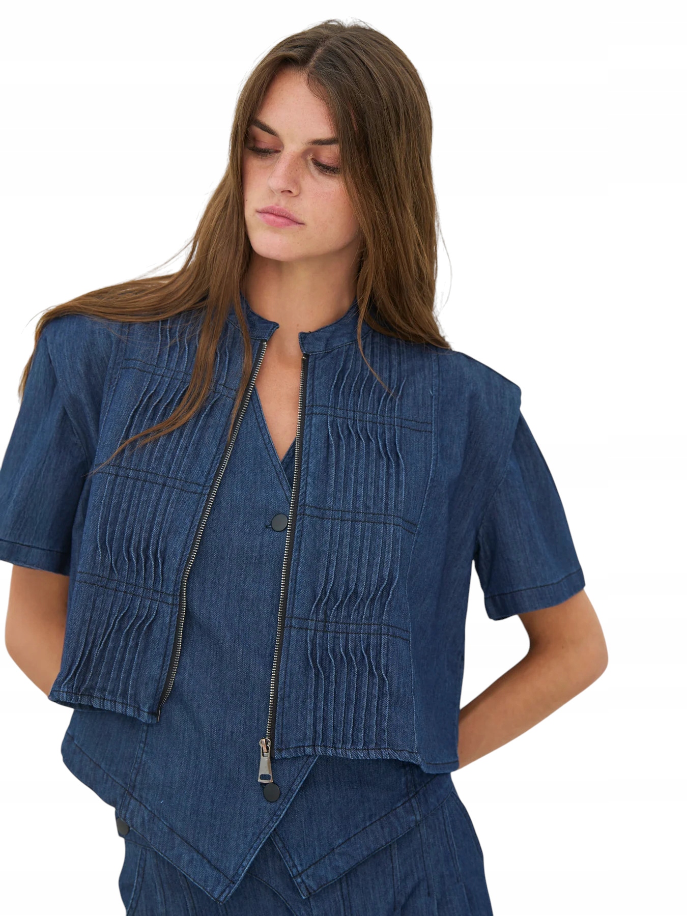 Denimová Dámská Jarní Džínová Bunda Stylová Dámská Elegantní Nu M
