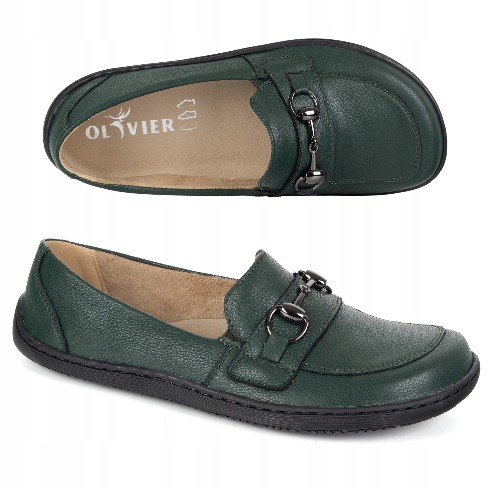 Barefoot dámské kožené mokasíny zelené 1288AR elastické, zdravé boty 40