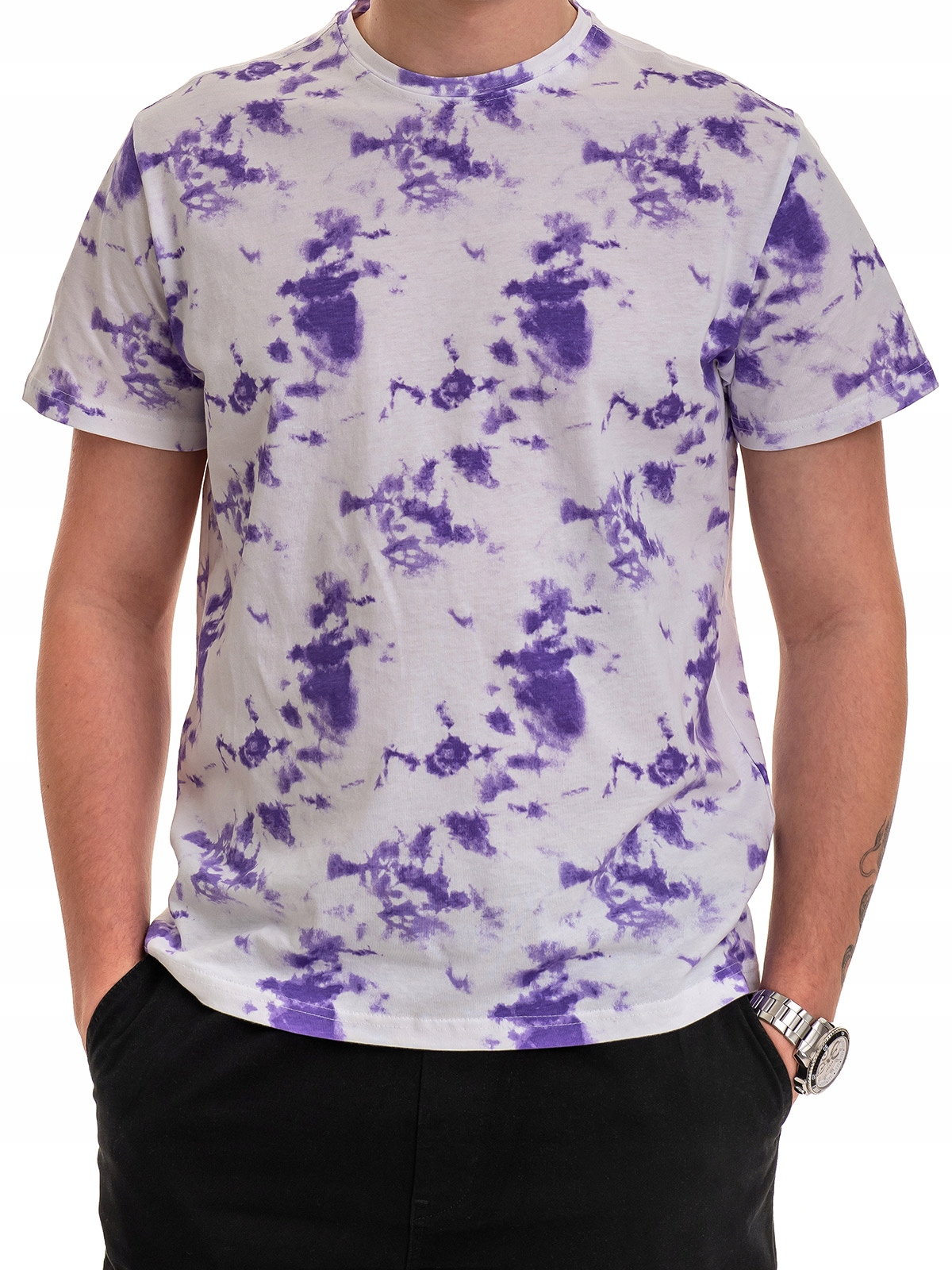 

T-shirt męski tie dye okrągły dekolt biały 2XL