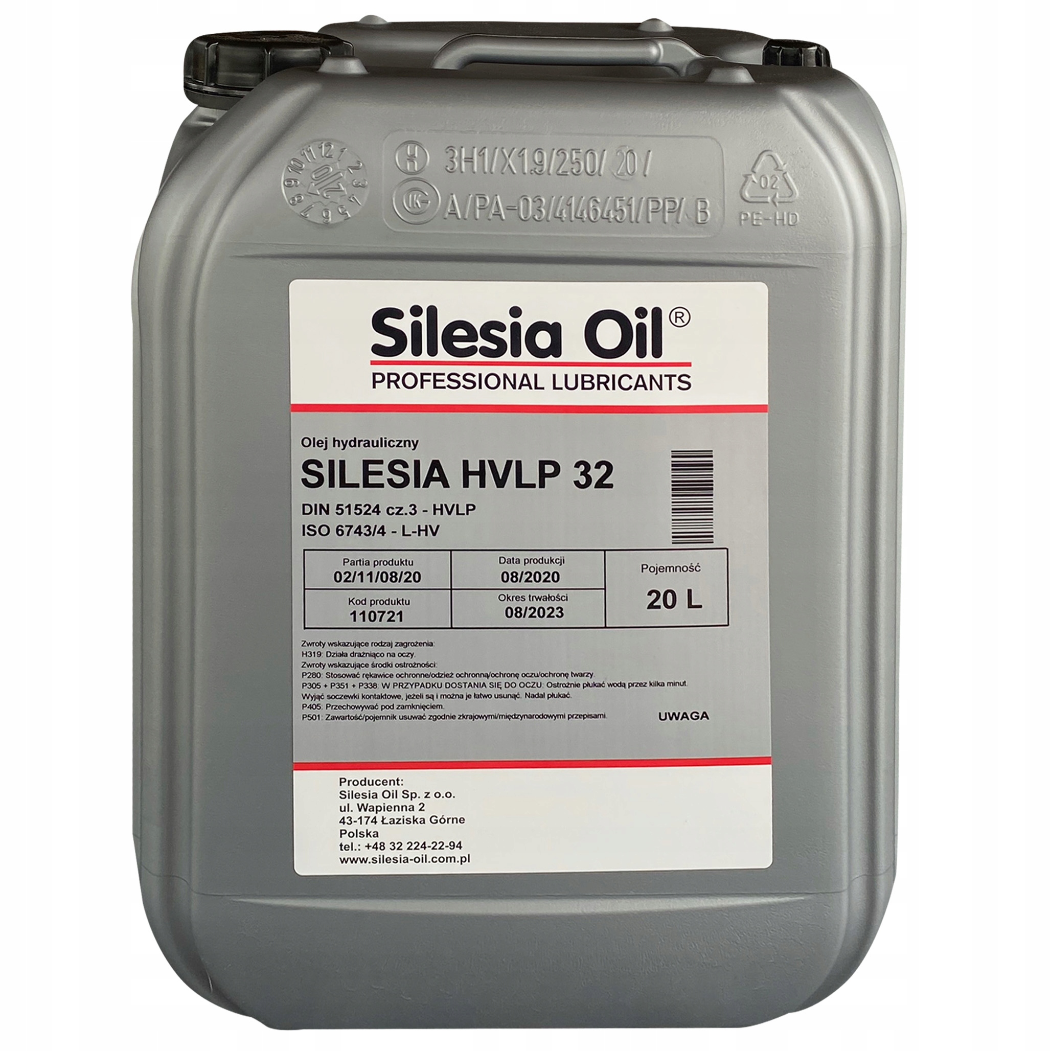 ГІДРАВЛІЧНЕ МАСЛО SILESIA OIL HVLP 32 20L