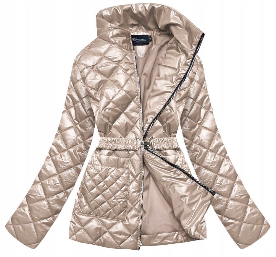Pikowana Kurtka Z Paskiem BH2208 Beżowa M (38)