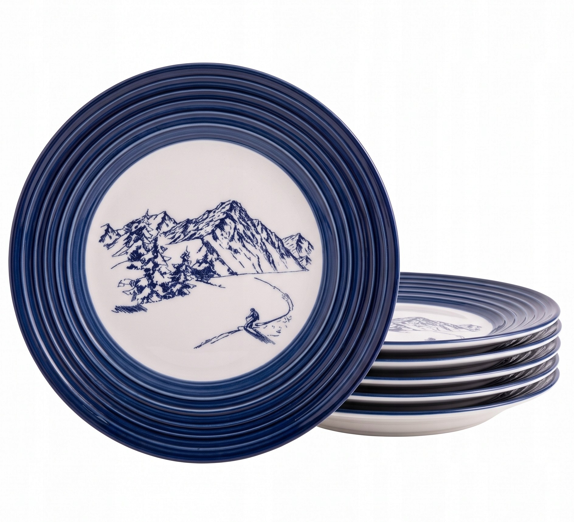 6 x Jídelní talíř mělký velký 27 cm podnos Altom Design Alpská skica