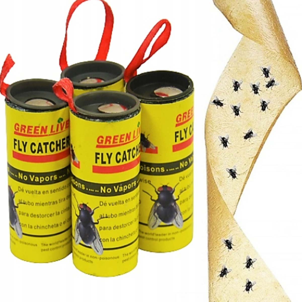 LEP NA MUCHY MUSZKI KOMARY TAŚMA LEPY PUŁAPKA W ROLCE ROLKA 4SZT Stan opakowania oryginalne