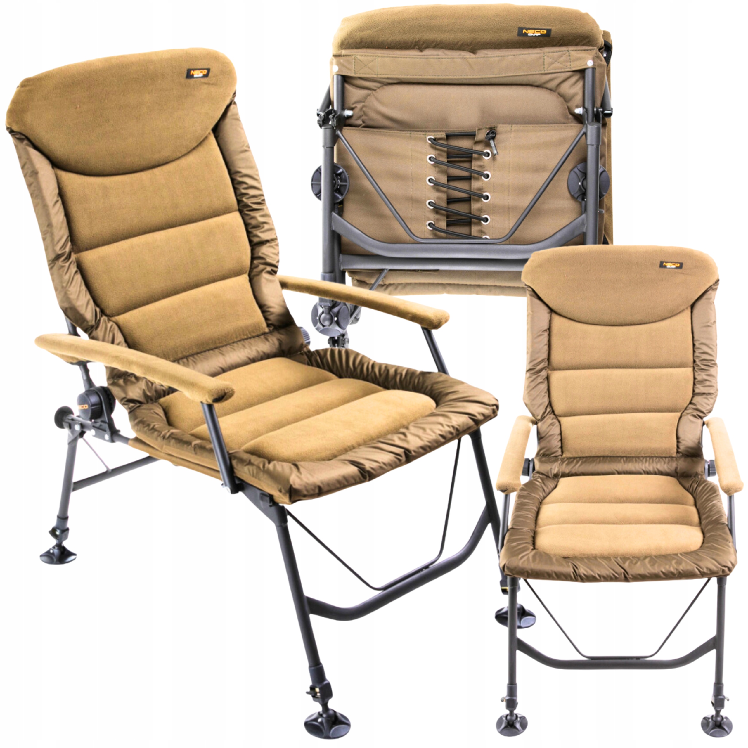 Fotel Wędkarski Karpiowy Duży Wysoki Regulowany Komfortowy Neco 84715