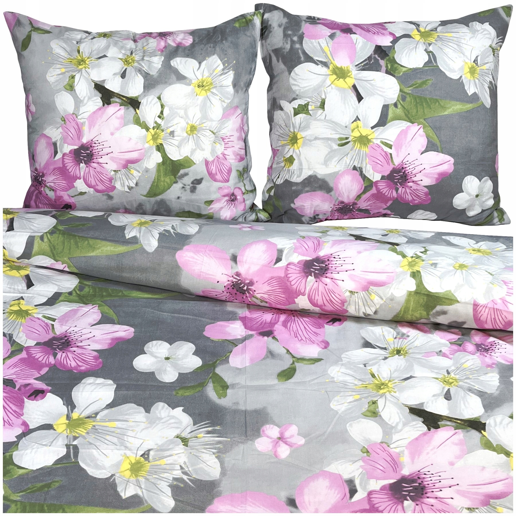 Pościel Bawełniana 160x200 2x 70x80 Bawełna Duże Kwiaty T1041