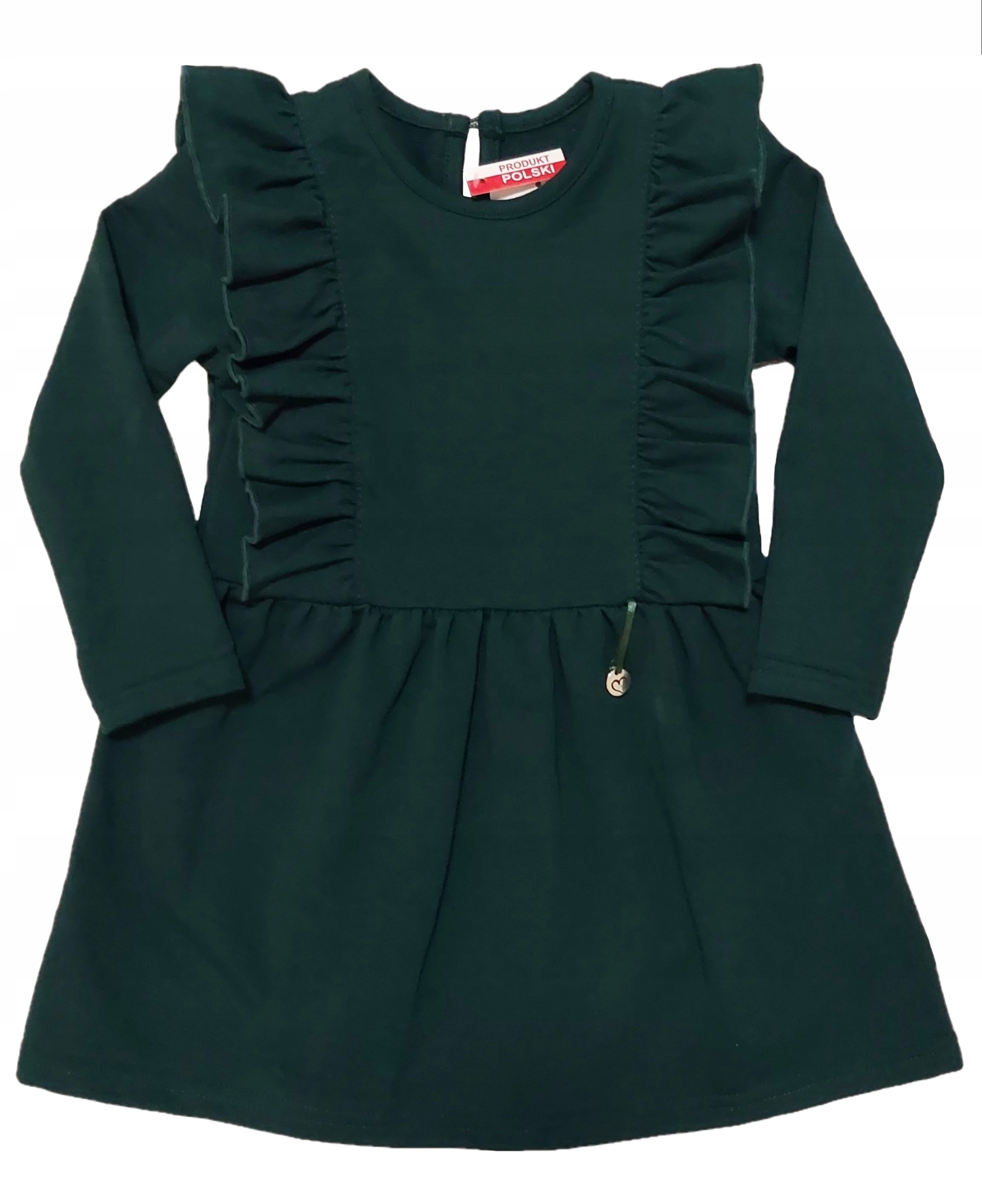 ŚWIĄTECZNA sukienka BAWEŁNIANA falbanki dla dziewczynki REVAJ 134 ZIELONA