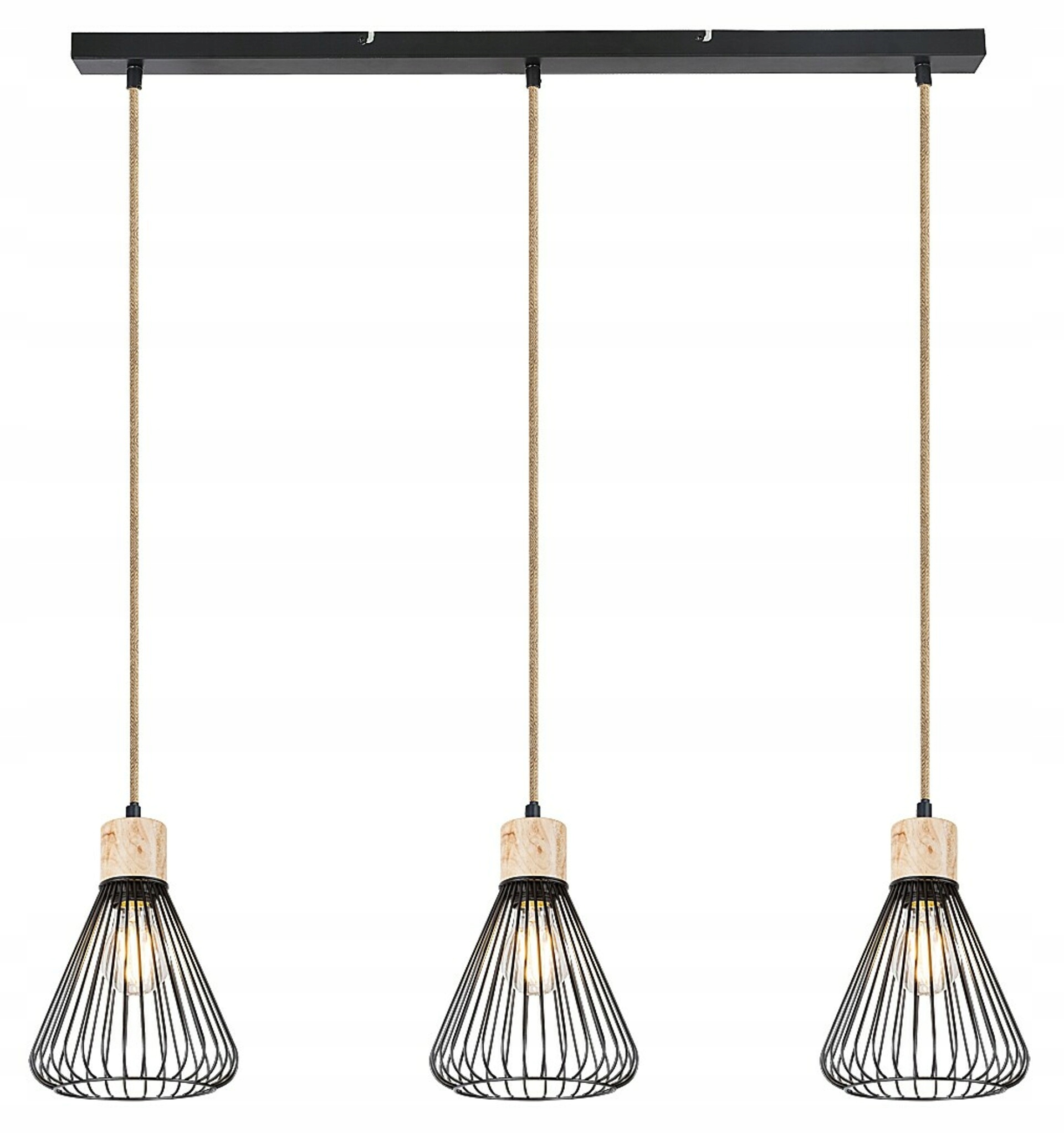 Rabalux Farfalle závesné svietidlo E27, 3x40W, čierne, kov/drevo, 120 cm