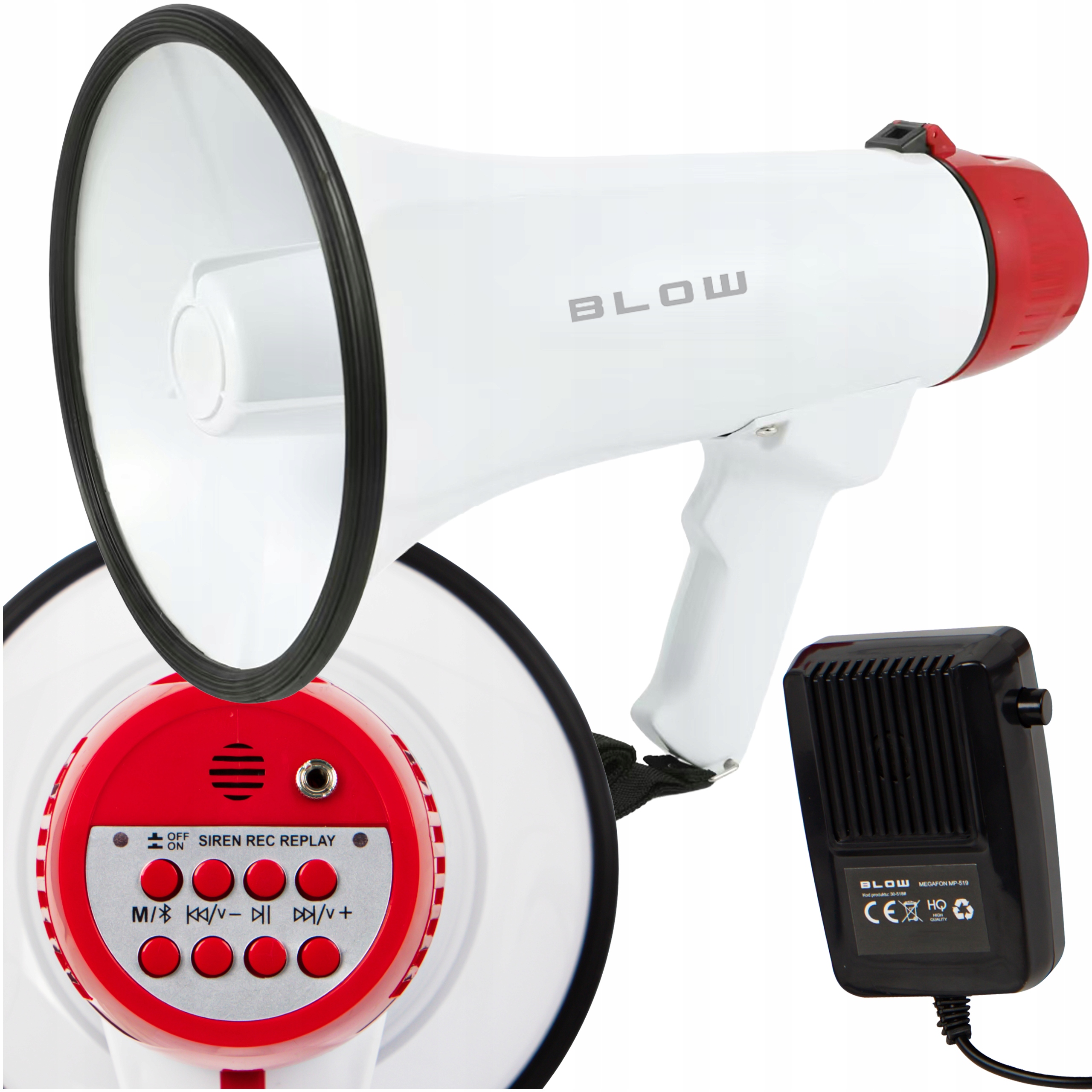 Megafon Přenosný Nahrávání Reproduktor 20W 108dB Zesilovač Hlasu Bluetooth