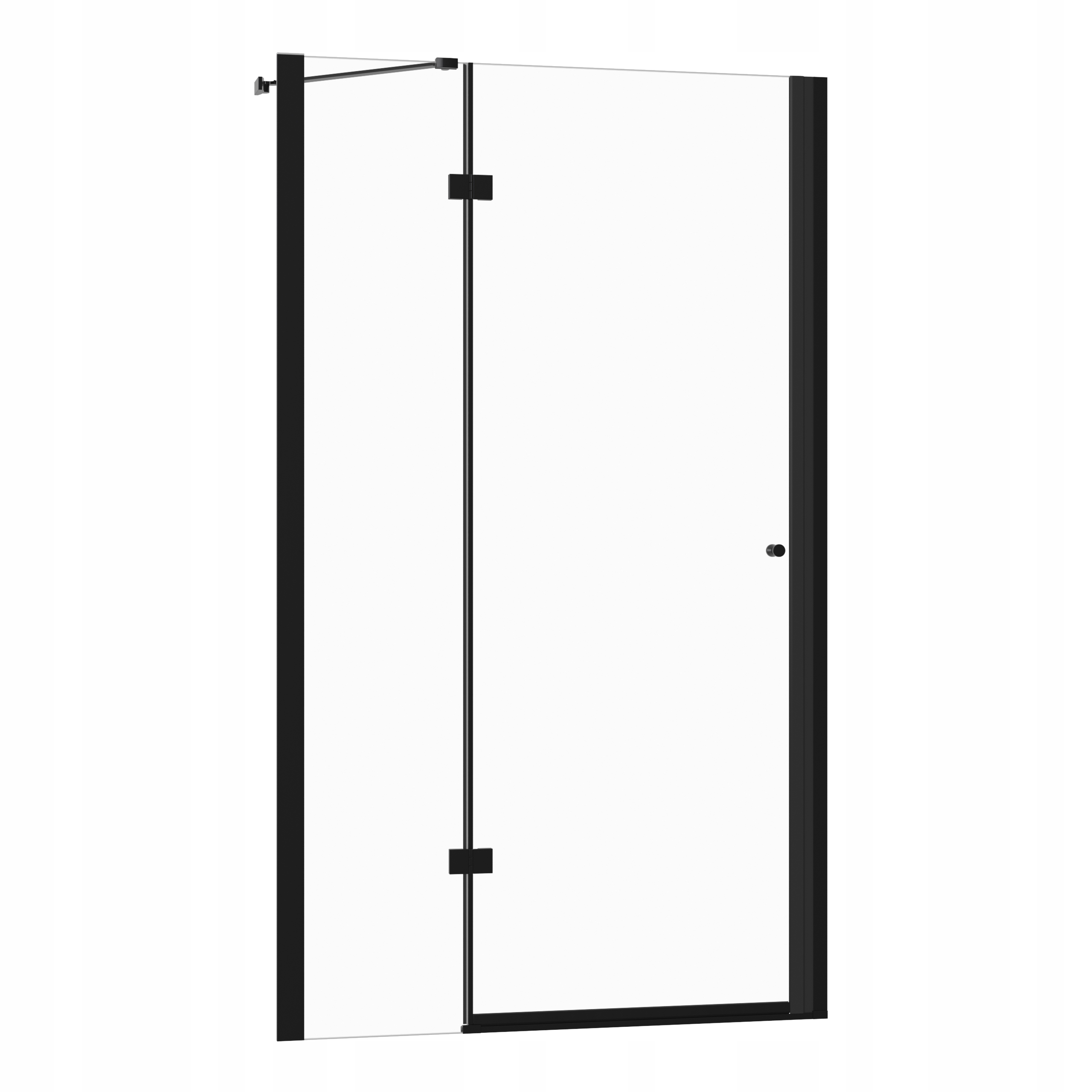 Drzwi Prysznicowe Wnękowe Uchylne 115 CM Black Kabina Walk-in Szyba Ścianka