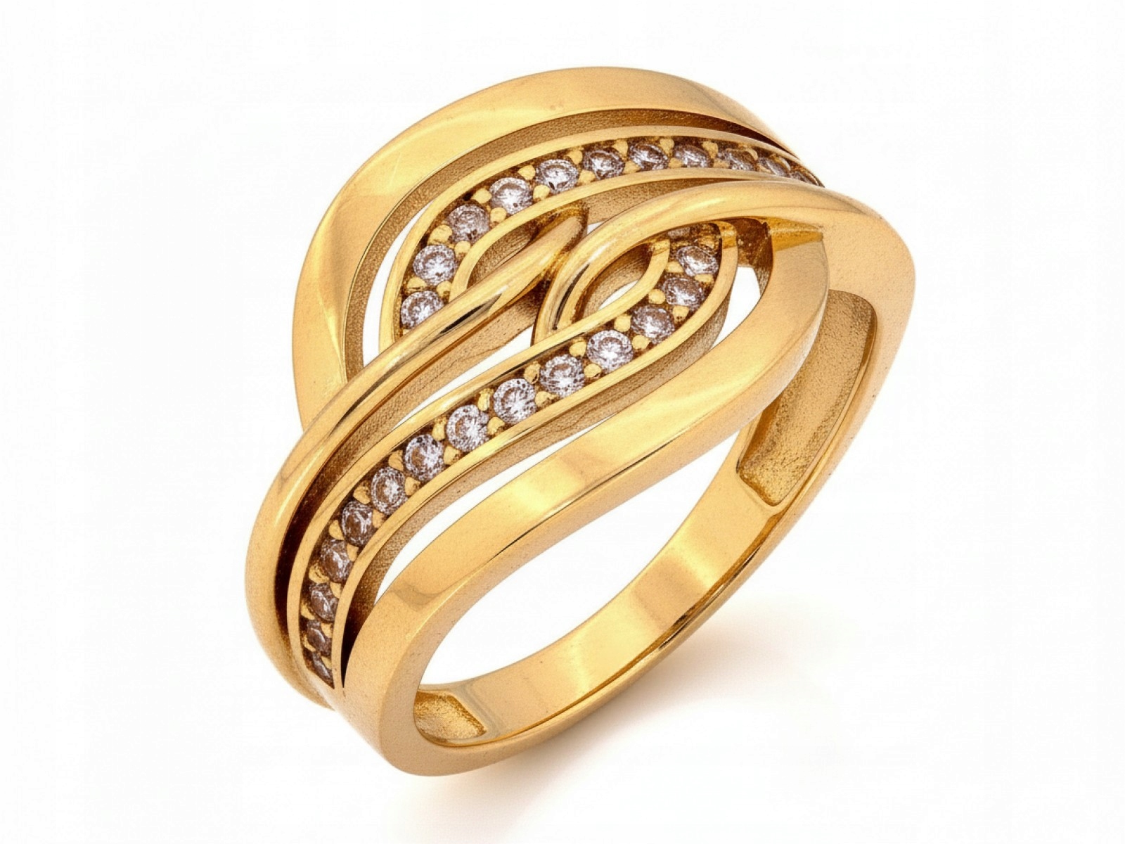 Zlatý prstýnek 585 s Bílými zirkony 16r Široký vzor 3.16 g