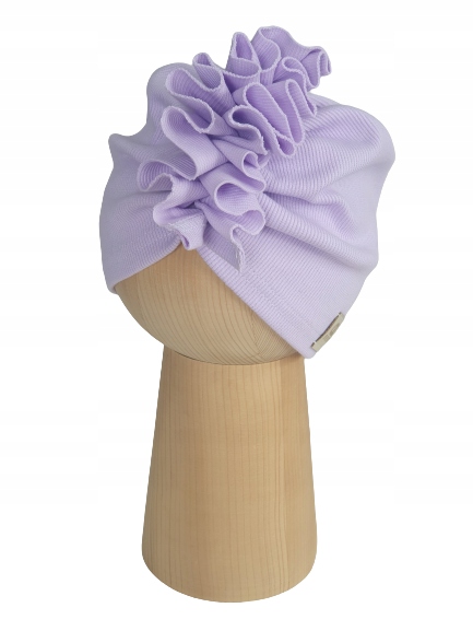 

Elegancka Czapka Turban, Prążek, Lila, 36-39cm